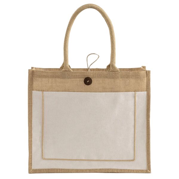 Button-Closure Jute Tote Thumbnail